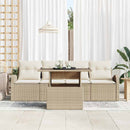 Havesofa Sæt med pude med pude 5 pcs Beige Poly Rattan