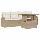Havesofa Sæt med pude med pude 5 pcs Beige Poly Rattan
