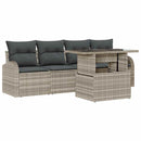 Havesofa Sæt med pude med pude 5 pcs Lysegrå Poly Rattan