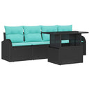 Havesofa Sæt med pude med pude 5 pcs Sort Poly Rattan