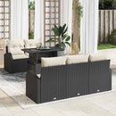 Havesofa Sæt med pude med pude 6 pcs Sort Poly Rattan