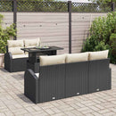 Havesofa Sæt med pude med pude 6 pcs Sort Poly Rattan