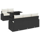 Havesofa Sæt med pude med pude 6 pcs Sort Poly Rattan