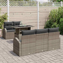 Havesofa Sæt med pude med pude 6 pcs Grå Poly Rattan
