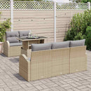 Havesofa Sæt med pude med pude 6 pcs Beige Poly Rattan