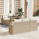 Havesofa Sæt med pude med pude 6 pcs Beige Poly Rattan
