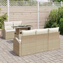 Havesofa Sæt med pude med pude 6 pcs Beige Poly Rattan