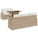 Havesofa Sæt med pude med pude 6 pcs Beige Poly Rattan