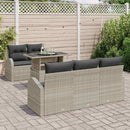 Havesofa Sæt med pude med pude 6 pcs Lysegrå Poly Rattan