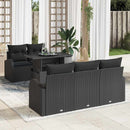 Havesofa Sæt med pude med pude 6 pcs Sort Poly Rattan