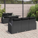 Havesofa Sæt med pude med pude 6 pcs Sort Poly Rattan