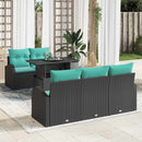 Havesofa Sæt med pude med opbevaring 6 pcs Sort Poly Rattan