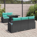 Havesofa Sæt med pude med opbevaring 6 pcs Sort Poly Rattan