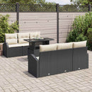 Havesofa Sæt med pude med opbevaring 7 pcs Sort Poly Rattan