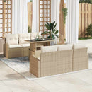 Havesofa Sæt med pude med opbevaring 7 pcs Beige Poly Rattan