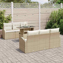 Havesofa Sæt med pude med opbevaring 7 pcs Beige Poly Rattan
