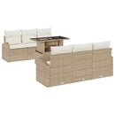Havesofa Sæt med pude med opbevaring 7 pcs Beige Poly Rattan