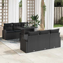 Havesofa Sæt med pude med opbevaring 7 pcs Sort Poly Rattan