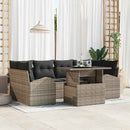 Havesofa Sæt med pude med opbevaring 7 pcs Grå Poly Rattan