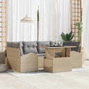 Havesofa Sæt med pude med opbevaring 7 pcs Beige Poly Rattan