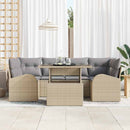 Havesofa Sæt med pude med opbevaring 7 pcs Beige Poly Rattan