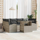 Havesofa Sæt med pude med opbevaring 7 pcs Lysegrå Poly Rattan