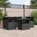 Havesofa Sæt med pude med opbevaring 7 pcs Sort Poly Rattan