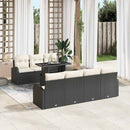 Havesofa Sæt med pude med opbevaring 8 pcs Sort Poly Rattan