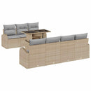 Havesofa Sæt med pude med opbevaring 8 pcs Beige Poly Rattan