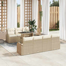 Havesofa Sæt med pude med opbevaring 8 pcs Beige Poly Rattan