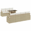Havesofa Sæt med pude med opbevaring 8 pcs Beige Poly Rattan
