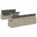 Havesofa Sæt med pude med opbevaring 8 pcs Lysegrå Poly Rattan