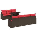 Havesofa Sæt med pude med opbevaring 8 pcs Brun Poly Rattan