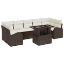 Havesofa Sæt med pude med opbevaring 8 pcs Brun Poly Rattan