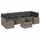 Havesofa Sæt med pude med opbevaring 8 pcs Grå Poly Rattan