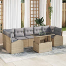 Havesofa Sæt med pude med opbevaring 8 pcs Beige Poly Rattan