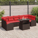 Havesofa Sæt med pude med opbevaring 8 pcs Brun Poly Rattan