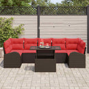Havesofa Sæt med pude med opbevaring 8 pcs Brun Poly Rattan