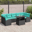 Havesofa Sæt med pude med opbevaring 8 pcs Sort Poly Rattan