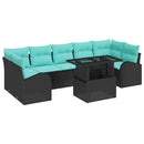Havesofa Sæt med pude med opbevaring 8 pcs Sort Poly Rattan