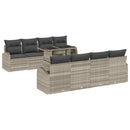 Havesofa Sæt med pude med opbevaring 9 pcs Lysegrå Poly Rattan