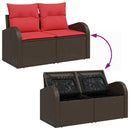 Havesofa Sæt med pude med opbevaring 9 pcs Brun Poly Rattan