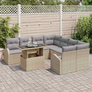 Havesofa Sæt med pude med opbevaring 9 pcs Beige Poly Rattan