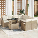 Havesofa Sæt med pude med opbevaring 9 pcs Beige Poly Rattan