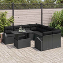 Havesofa Sæt med pude med opbevaring 9 pcs Sort Poly Rattan