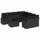Havesofa Sæt med pude med opbevaring 9 pcs Sort Poly Rattan