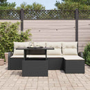 Havesofa Sæt med pude med opbevaring 6 pcs Sort Poly rattan