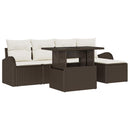 Havesofa Sæt med pude med opbevaring 6 pcs Brun Poly rattan