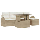 Havesofa Sæt med pude med opbevaring 6 pcs Beige Poly rattan
