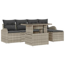 Havesofa Sæt med pude med opbevaring 6 pcs Lysegrå Poly rattan